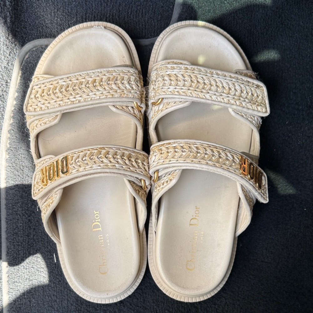 Dior Beige Braided raffia Sandals 38